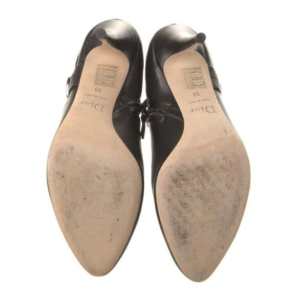 Christian Dior Authentic Genuine Leather Solid Black ankle Booties Heels 9 - Picture 5 of 10